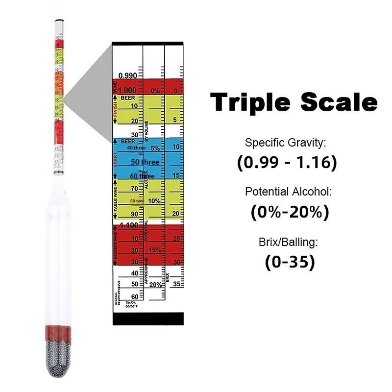 Wine To Beer Alcohol - ● 1 stuk 3-schaal hydrometer voor