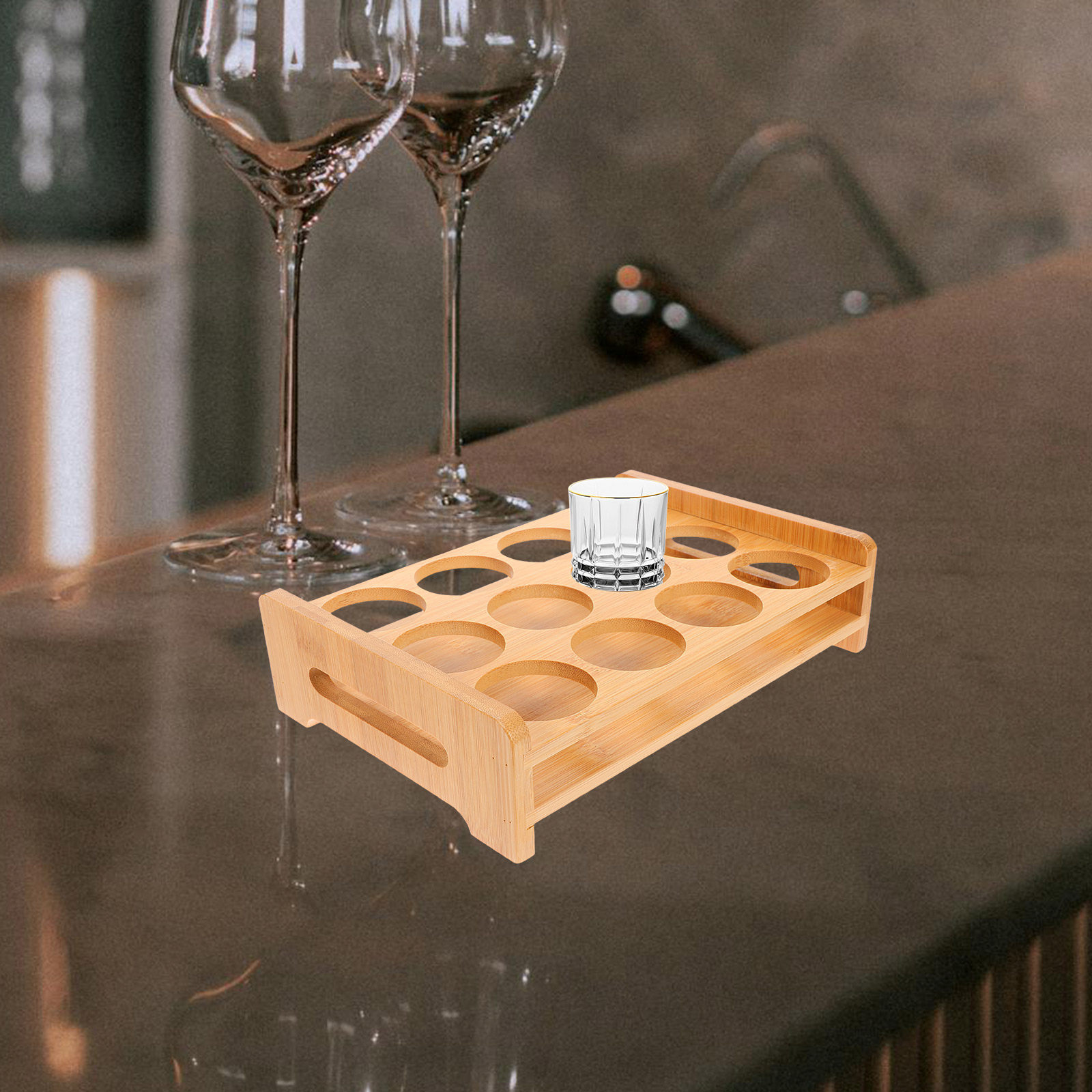 Wine Beer Whiskey - Bamboe Shotglaasjes Houder Display Stand Veelzijdig