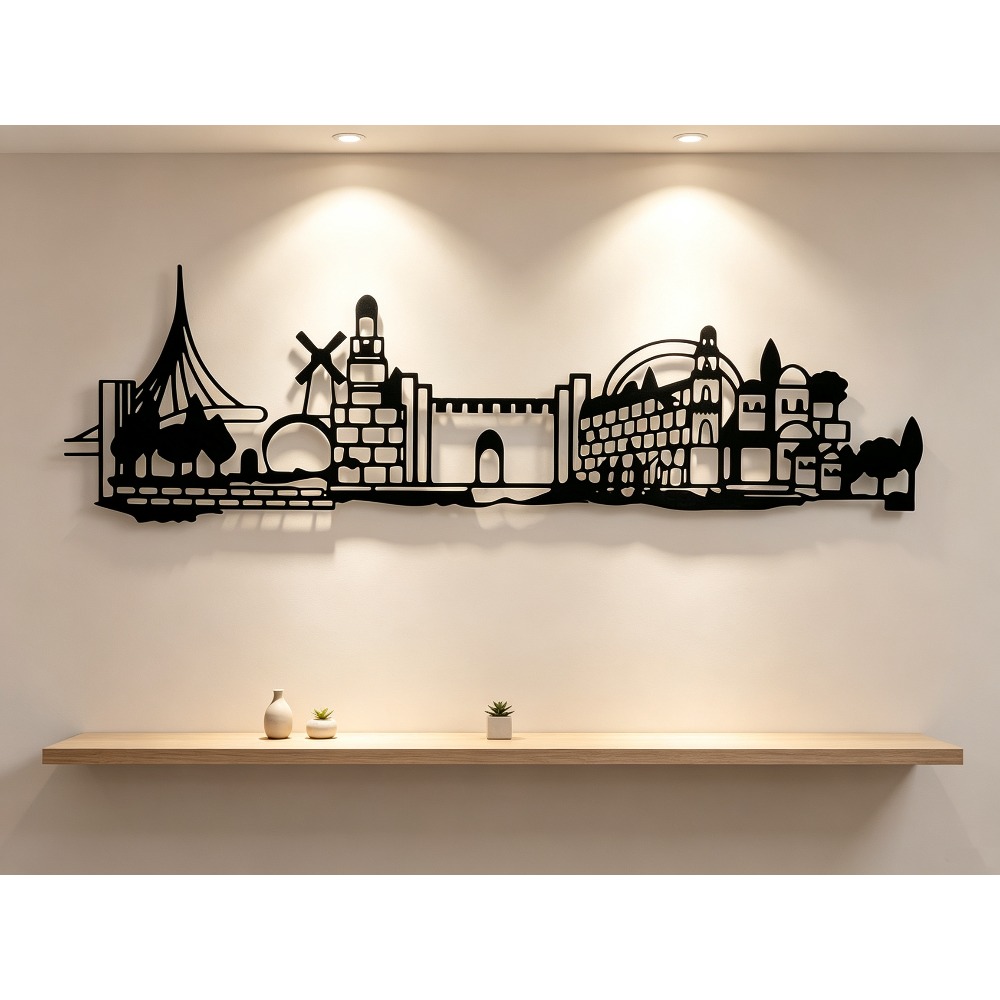 Cocktail Shaker Set - CIFBUY metalen wanddecoratie met Jeruzalems skyline,